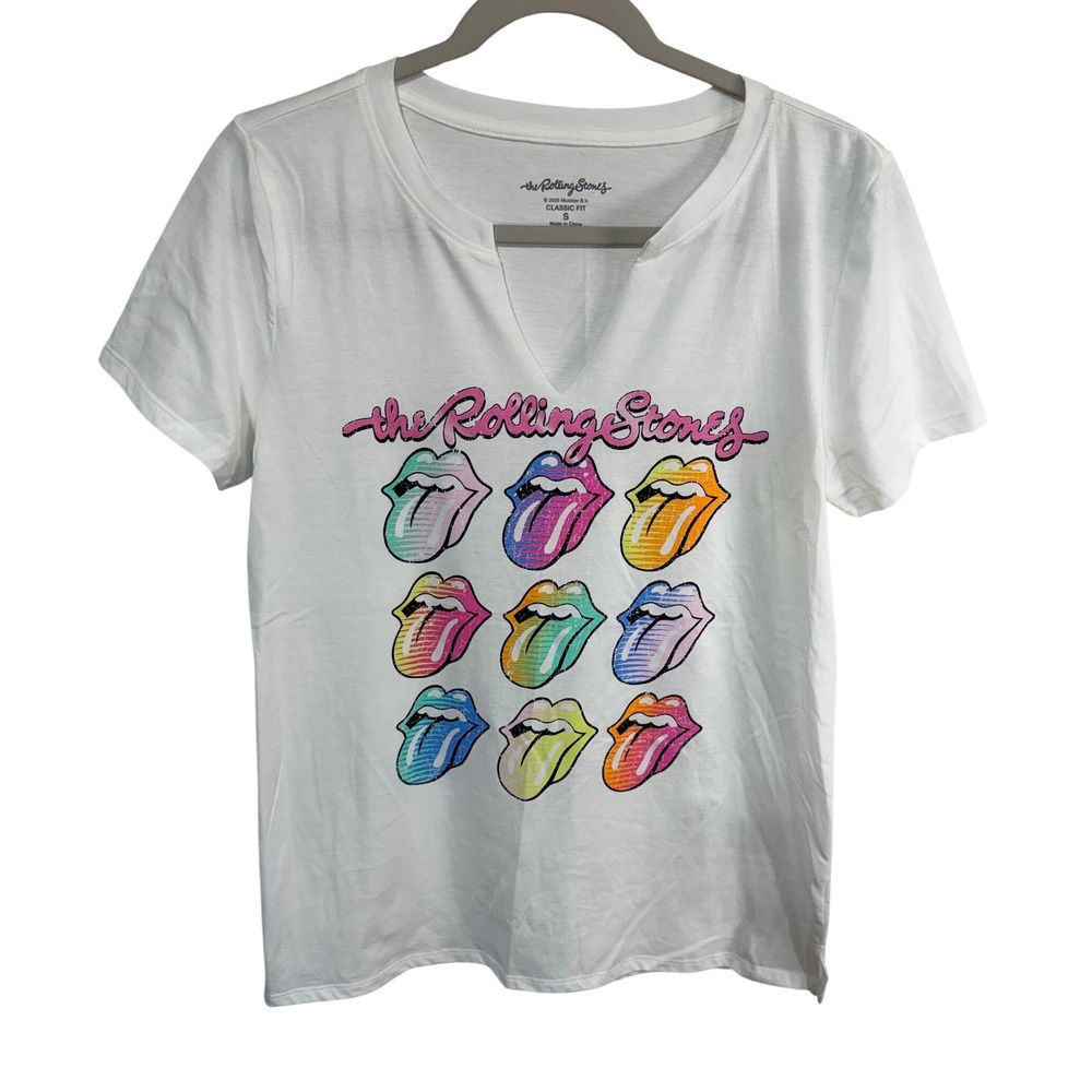 Maurices The Rolling Stones Graphic Tee Womens Small White Concert Rock Band New